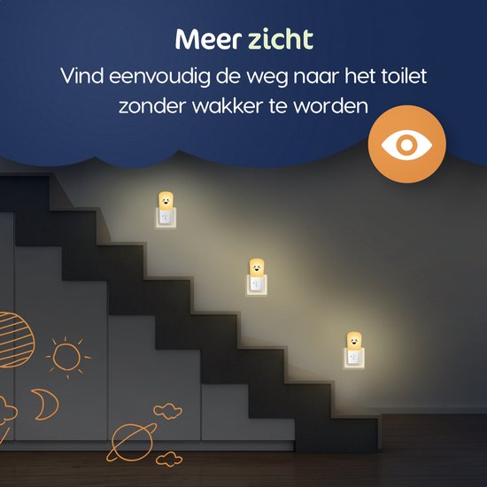 LED Nachtlampje in Stopcontact - 2 stuks - Dimbare Nachtlampjes met Sensor