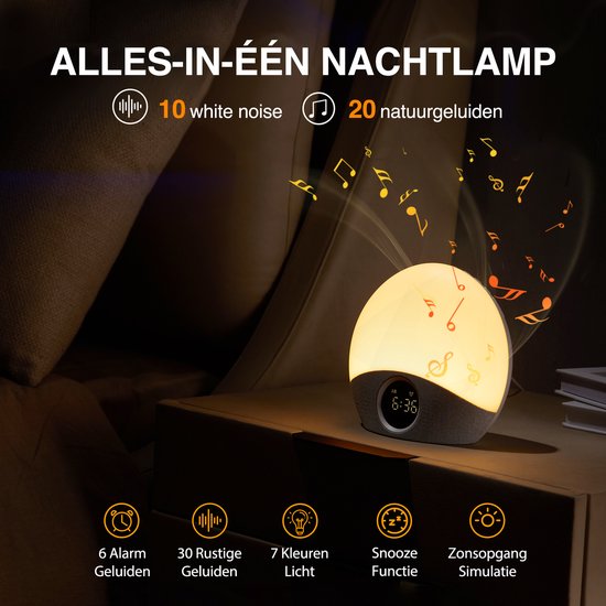 Wake up Light - Lichtwekker - Draadloos - Digitale Wekker - Wekker Geschikt Voor Kinderen