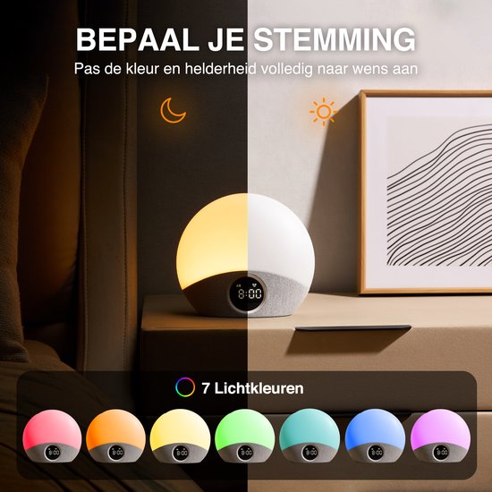 Wake up Light - Lichtwekker - Draadloos - Digitale Wekker - Wekker Geschikt Voor Kinderen