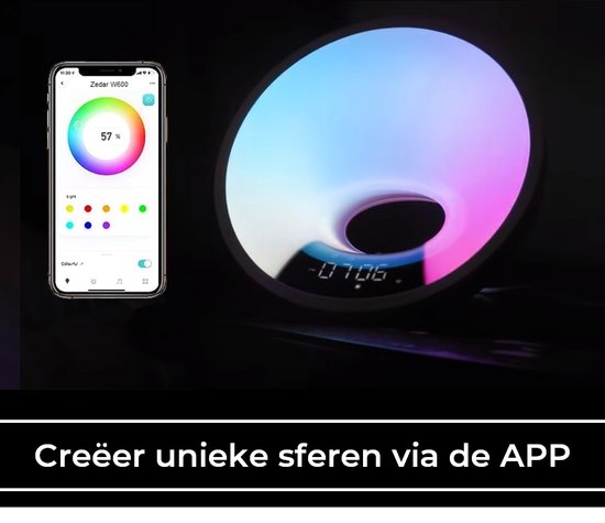 Wake up light met APP - digitale wekker slaapkamer - Lichtwekker - Natuurlijke geluiden - FM Radio