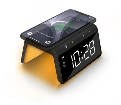 Wekker - Digitale Wekker met Draadloze Oplader – Wake-up Light – Nachtlampje – Twee Alarmen – Zwart