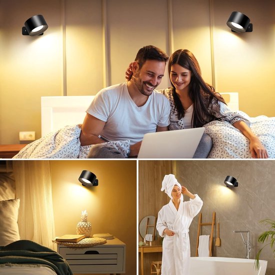 Wandlamp zwart- oplaadbaar – met afstandsbediening (ACTIE 1+1 gratis)