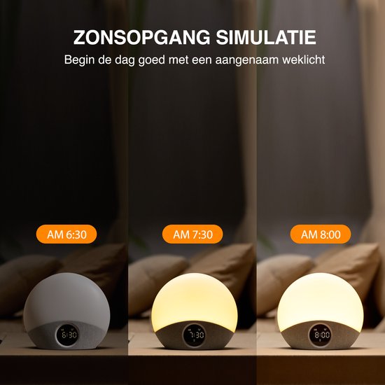 Wake up Light - Lichtwekker -  Draadloos - Digitale Wekker - Wekker Geschikt Voor Kinderen