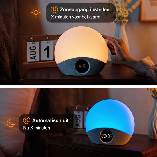 Wake up Light - Lichtwekker -  Draadloos - Digitale Wekker - Wekker Geschikt Voor Kinderen