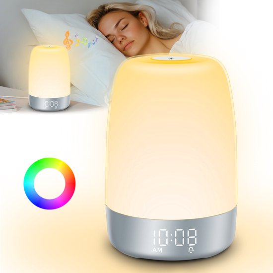 Wake Up Light - Lichtwekker - Digitale Wekker met Lamp - Natuurgeluiden - Slaapkamer - Snooze Functie - Wit