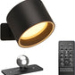Wandlamp zwart- oplaadbaar – met afstandsbediening (ACTIE 1+1 gratis)