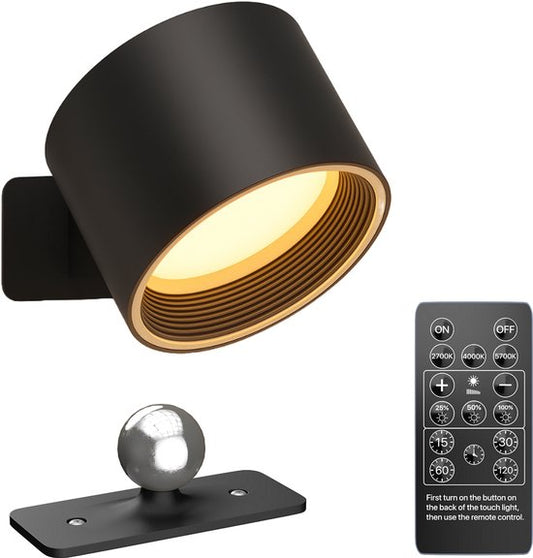 Wandlamp zwart- oplaadbaar – met afstandsbediening (ACTIE 1+1 gratis)