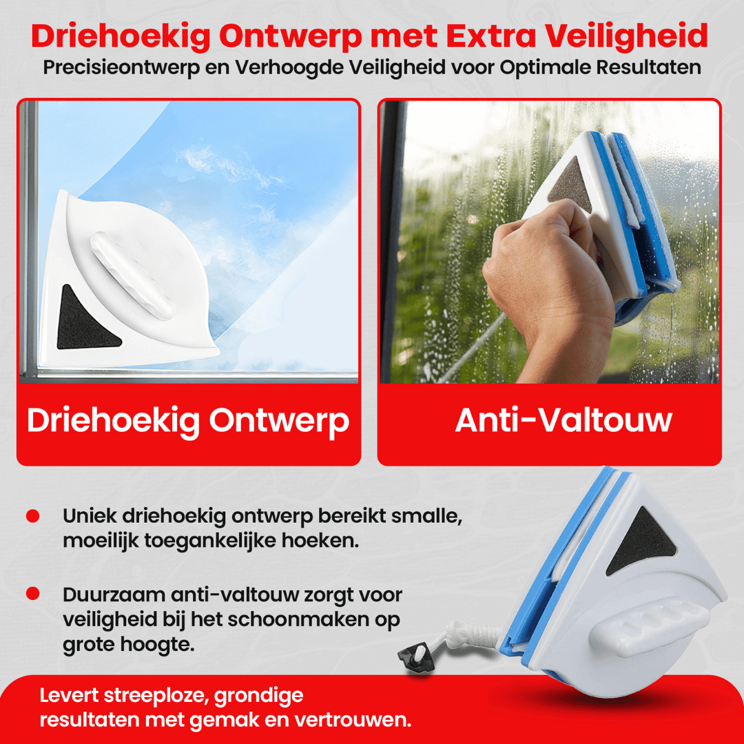 Magnetische ramenwisser 4-24mm - Geschikt voor Enkel en Dubbelglas - Verstelbare ruitenreiniger & Raamwisser